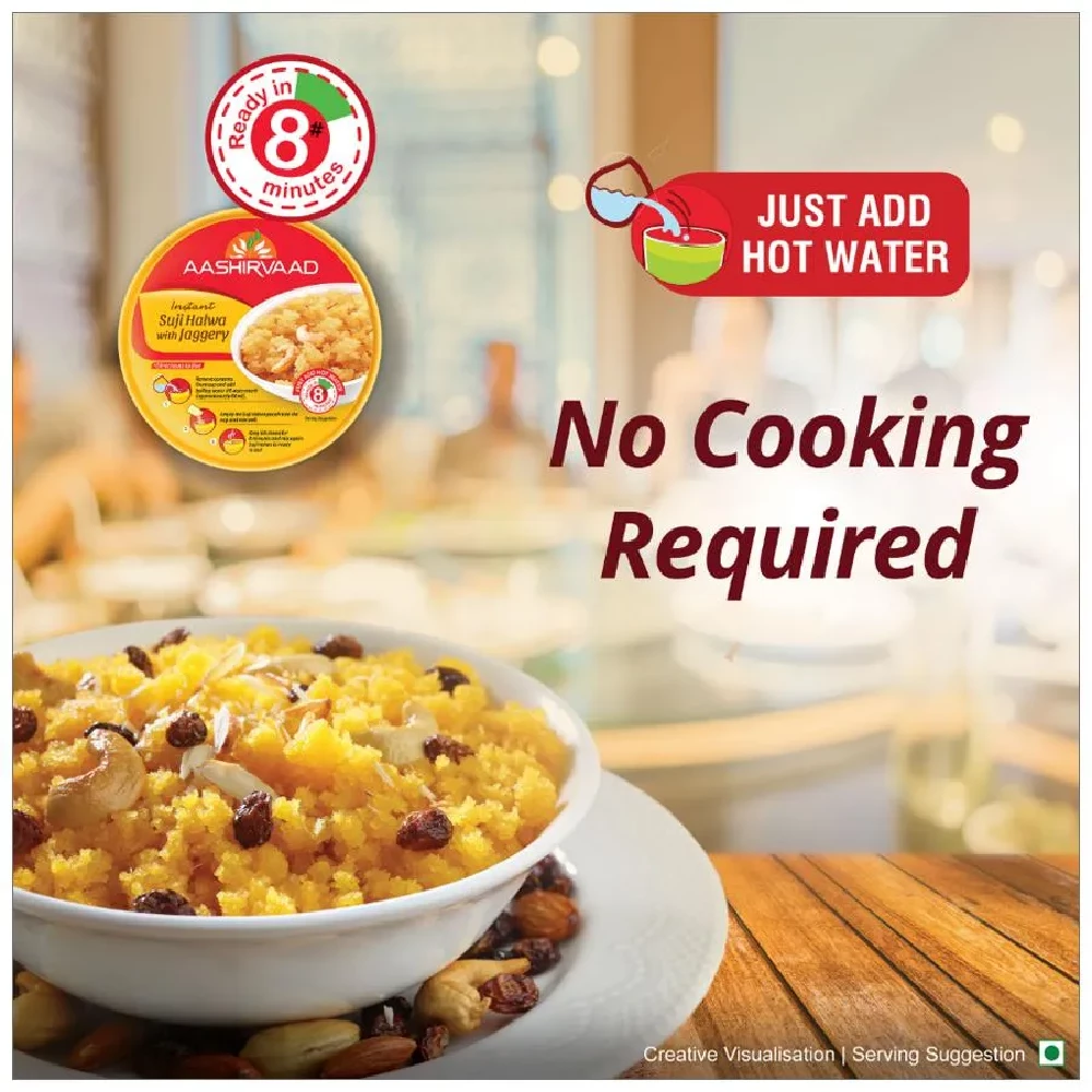 Aashirvaad Instant Suji Halwa With Jaggery - Ready In Minutes, 70g-9.webp